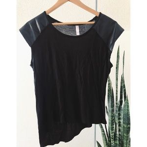 Xhilaration Tops - Faux Leather Shoulder Tee Xhilaration Tops - Faux Leather Shoulder Tee